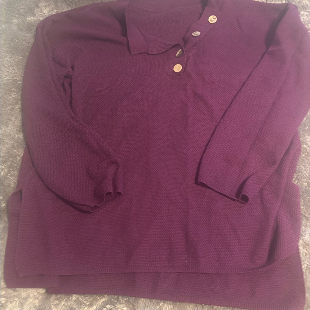 Purple Cowl Neck Sweater Soft Knit Pullover